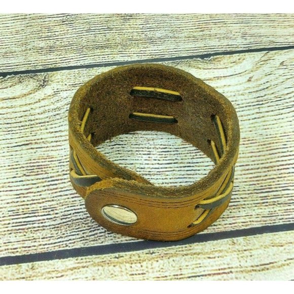 Cuff Leather Bracelet Handmade Boho Wristband Unisex Gift For Men and Women VTG - Picture 6 of 10